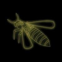 Yellow neon wasp flying with open wings vector