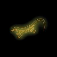 Neon lizard reptile glowing on black background vector