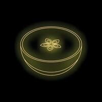 Neon glowing kiwi fruit slice on a black background vector