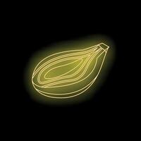 Neon yellow fig glowing on black background vector