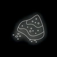 Neon icon of cleaning sponge for dishwashing on black background vector