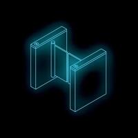 Neon glowing turnstile gate entrance access point vector