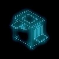 Futuristic x ray scanner machine glowing on black background vector