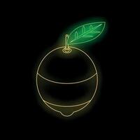 Neon orange fruit glowing on black background vector