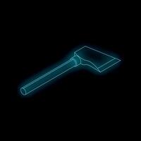 Neon axe glowing on black background with copy space vector