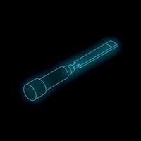 Neon chisel icon glowing on dark background vector