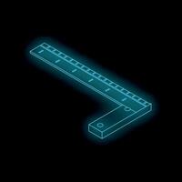 Try square ruler tool glowing on black background vector
