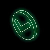 Green neon light showing check mark symbol on black background 3d illustration vector