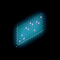 Neon blue graph showing growth on black background vector