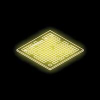 Neon yellow computer processor performing operations isometric view vector