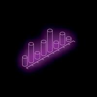 Neon style bar chart showing increasing values vector