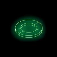 Neon green pie chart glowing on dark background vector