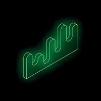 Green neon line graph showing growth on a dark background vector
