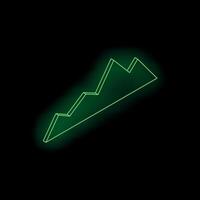 Green neon line chart showing growth on black background vector