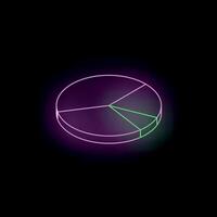 Neon pie chart glowing on a dark background representing market share vector