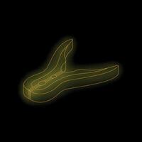 Glowing neon clothes peg icon on black background vector
