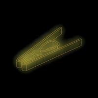 Glowing neon icon of clothes peg on dark background vector