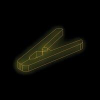 Glowing neon line clothes peg icon isolated on black background vector