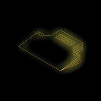 Neon folder icon glowing on black background vector