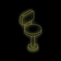 Yellow neon sign showing a bar stool on black background vector