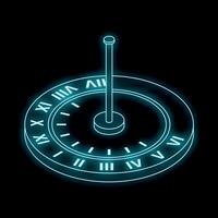 Neon sundial showing time passing isometric icon vector