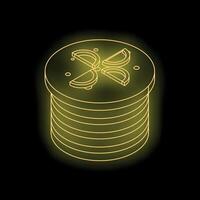 Neon glowing cryptocurrency ripple xrp coin stack on black background vector