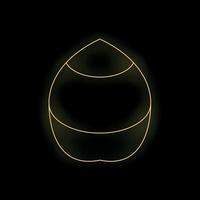 Neon yellow coconut glowing on black background vector