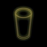 Yellow neon sign showing an empty glass on a black background vector