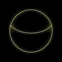 Glowing neon yellow circle with line forming crescent shape on black background vector