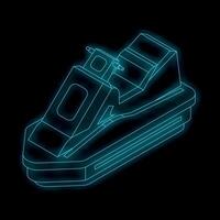 Blueprint style illustration of a jet ski glowing with neon light vector