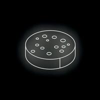 Neon style icon of salami sausage showing slices vector