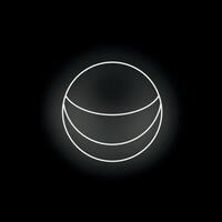 Neon white circle with three lines forming a smile on black background vector