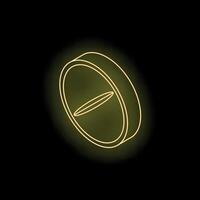 Neon yellow pill glowing on black background vector