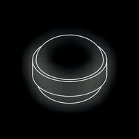 White glowing outline of smart speaker floating on black background vector