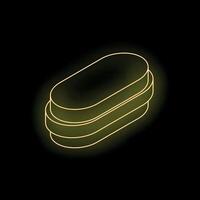 Neon yellow rounded rectangular shape glowing on black background vector