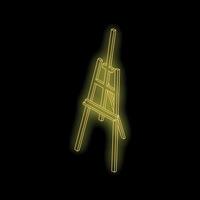 Yellow neon style easel icon displaying on black background vector