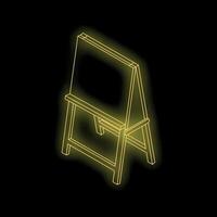 Blank easel with glowing lines on a black background vector