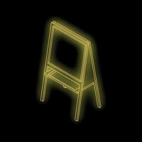 Empty easel glowing with neon light on black background vector