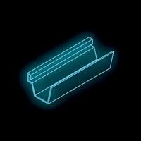 Glowing neon icon of rain gutter for drainage system vector
