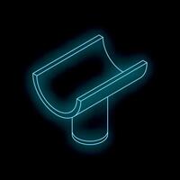 Neon blue gutter system icon glowing on black background vector