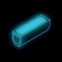 Neon icon of a ram memory module glowing on black background vector