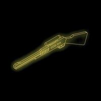 Glowing neon hunting rifle isometric view on black background vector