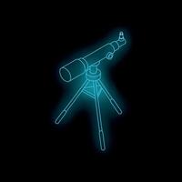Neon telescope standing on a tripod isometric view vector