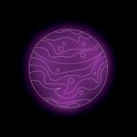 Neon jupiter planet glowing in the dark background vector