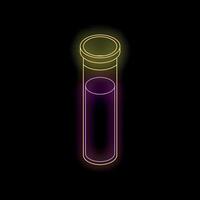 Neon test tube glowing on dark background vector