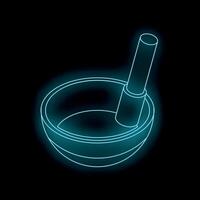 Neon style mortar and pestle glowing on dark background vector