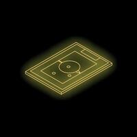 Neon yellow football or soccer field on smartphone screen displaying concept of mobile game vector
