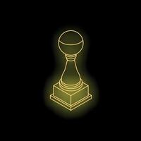 Glowing neon trophy celebrating success with copy space vector