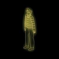 Neon yellow captain isometric projection standing pose vector
