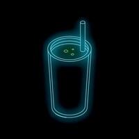 Neon sign showing a refreshing drink with a straw vector